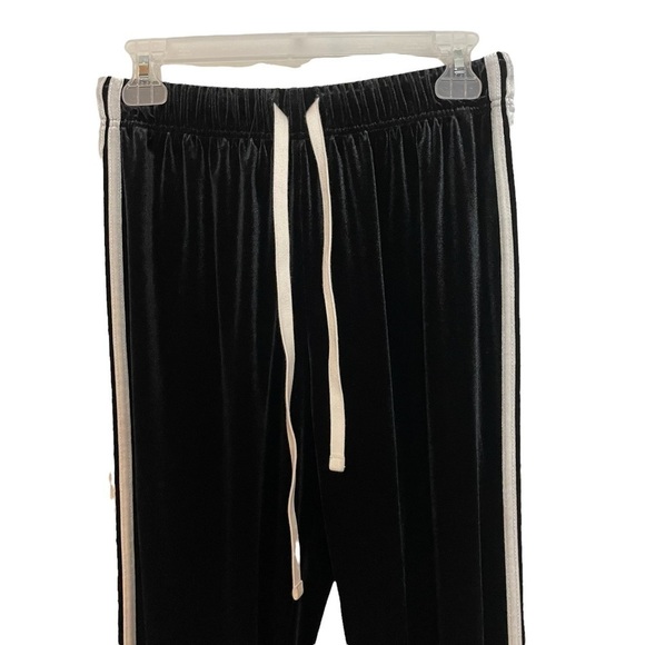Forever 21 Retro Look Black Velour with White Side Stripes Joggers Sz.L - Picture 3 of 11